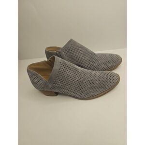 Lucky Brand Baylah Perforated Suede Ankle Booties Size 9.5 Womens Gray Low Boots